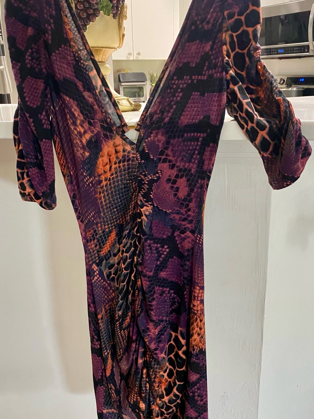 Baby Phat Purple and Orange Animal Print Maxi Dress